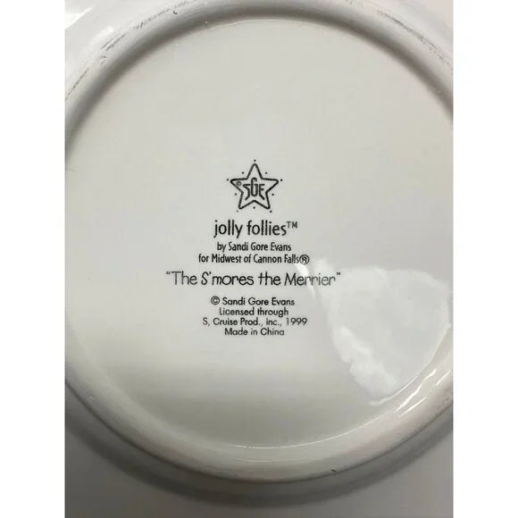 Vtg 4 SANDI GORE EVANS S'MORES THE MERRIER Jolly Follies Salad Plates Snowman - Picture 13 of 13